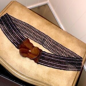 Glass bead and wood belt